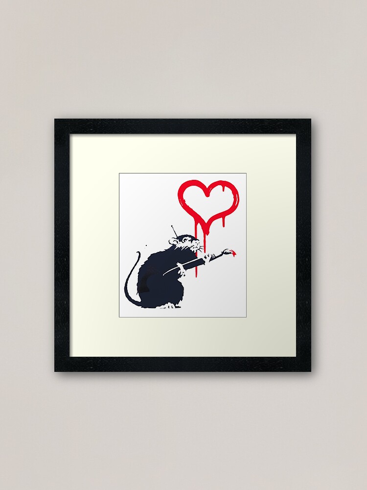 Thumbnail 1 of 7, Framed Art Print, Banksy Love Rat designed and sold by tomrothster.
