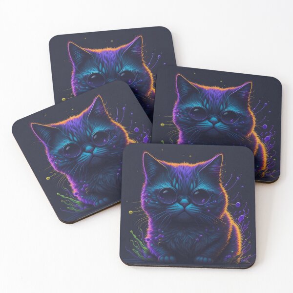 Item preview, NEON Cool Cats - colourful neon pastel/oil artwork - Gangster Cat designed and sold by ROBIN MACGREGOR.