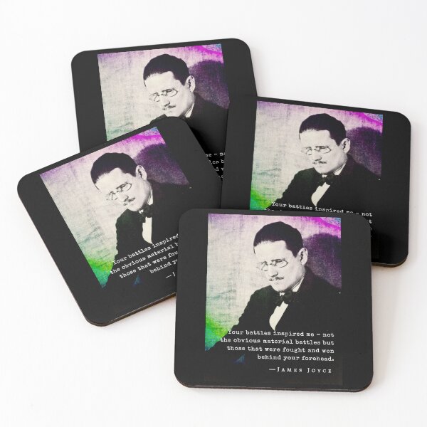 Item preview, James Joyce portrait and quote: Your battles inspired me - not the obvious material battles... designed and sold by artbleed.