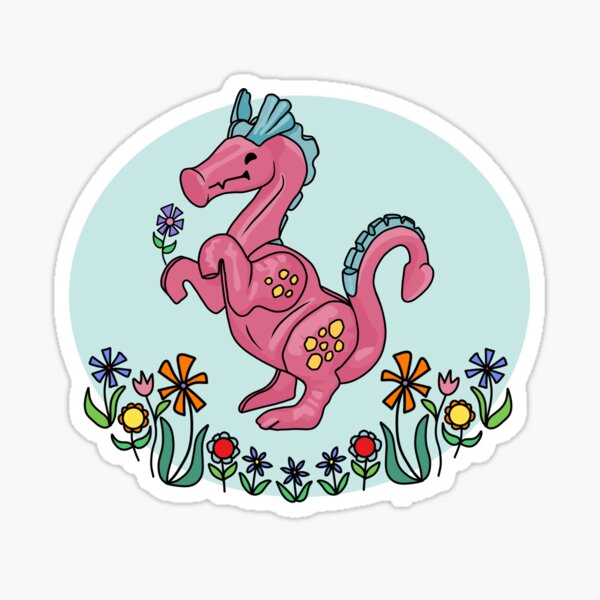 Item preview, Happy Little Pink Dragon Smelling Flowers designed and sold by Unhinged Heather.