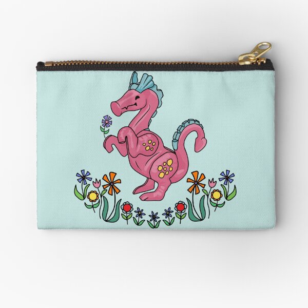 Item preview, Happy Little Pink Dragon Smelling Flowers designed and sold by Unhinged Heather.