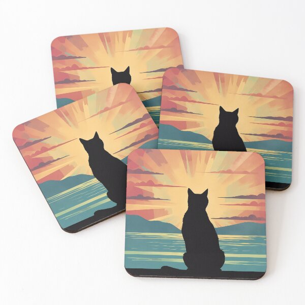 Item preview, silhouette of a black cat watching Sunset designed and sold by NahedAH.