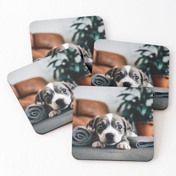 Item preview, Little dog on gray carpet. designed and sold by Reunimage.