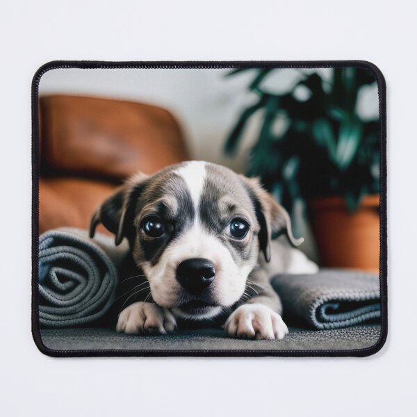 Item preview, Little dog on gray carpet. designed and sold by Reunimage.