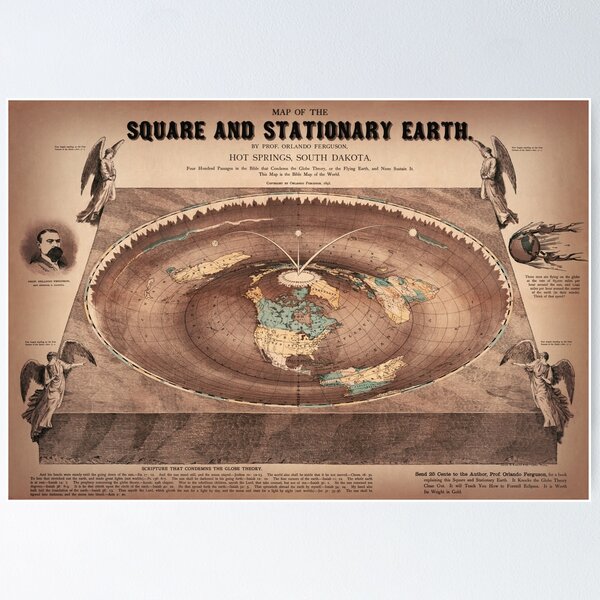 Item preview, Map of the square and stationary Earth by Ferguson, Orlando designed and sold by Vintagenaut.