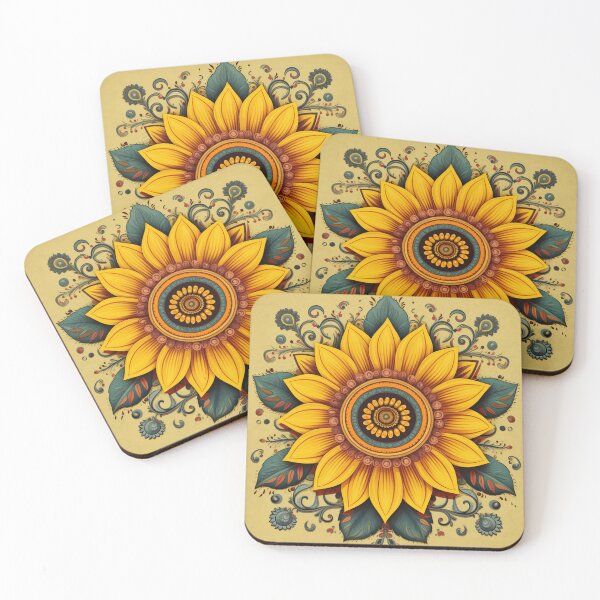 Item preview, Golden Sunflower, folk art style designed and sold by SBD-Shop.
