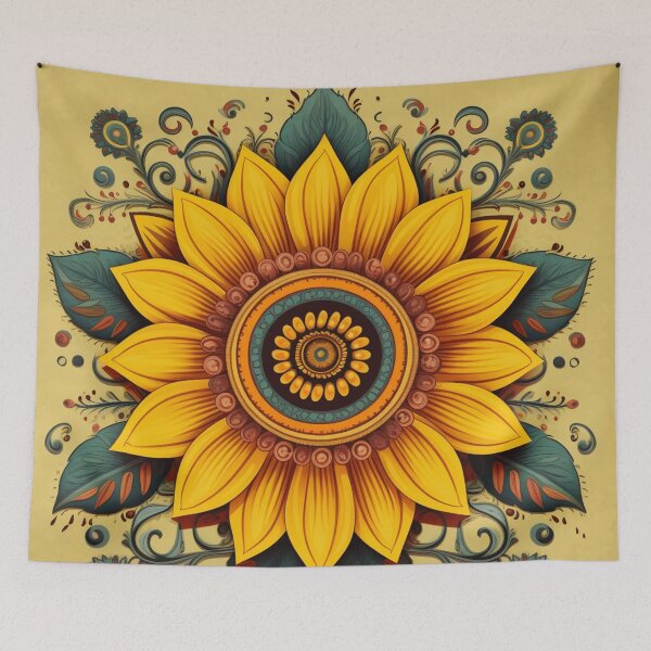Item preview, Golden Sunflower, folk art style designed and sold by SBD-Shop.
