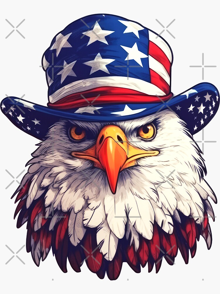 American eagle wearing a uncle sam hat Sticker for Sale by mixzer