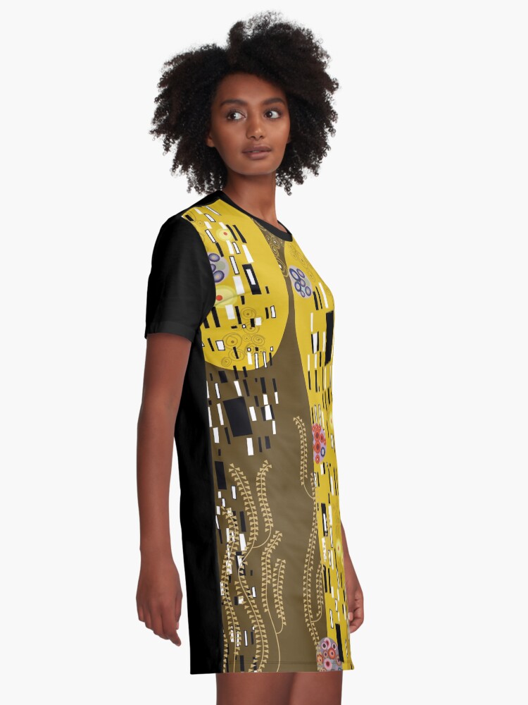 Alternate view of Klimt Art Nouveau Golden Art | 'The Kiss' Inspired Graphic T-Shirt Dress
