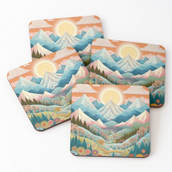 Item preview, Sunrise in the mountains, folk art style designed and sold by SBD-Shop.