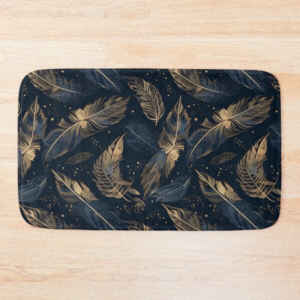 Item preview, Gold and blue color feathers flying freely (Customized) designed and sold by Lotusticker.