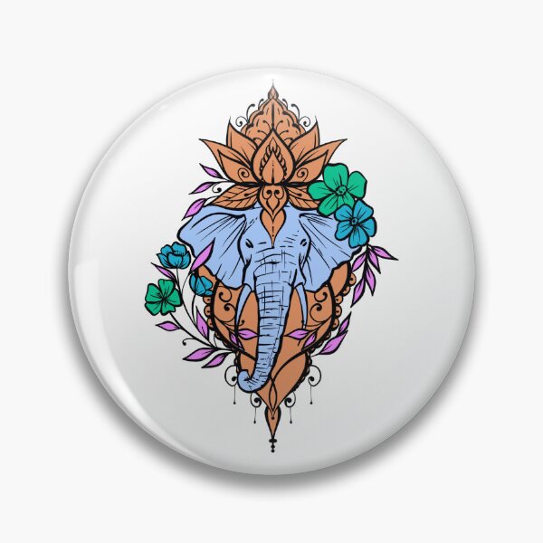 Item preview, Floral Elephant Lotus designed and sold by CuteTattoo.