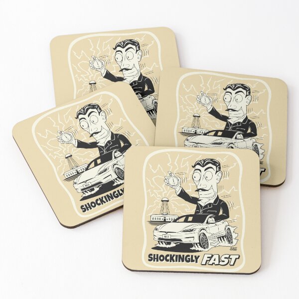 Item preview, Shockingly Fast (Tesla Driving a Tesla) 2021-2023 3rd generation designed and sold by Automotive Art by Greg.