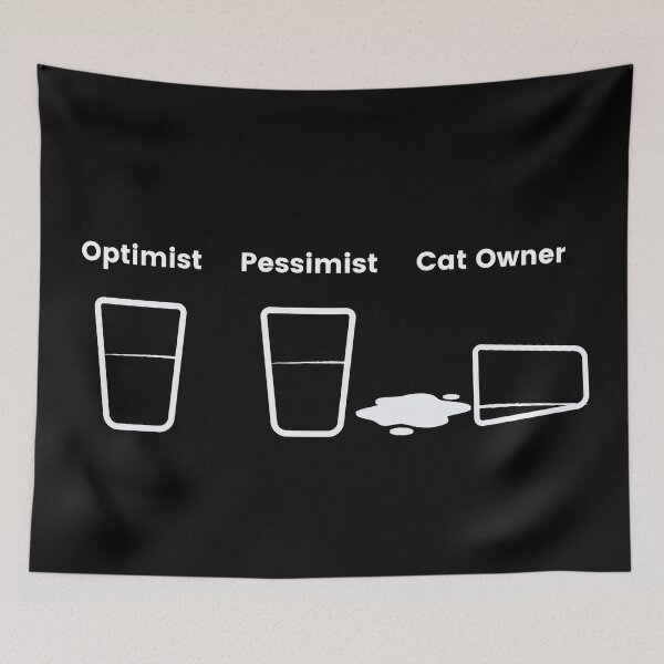 Aperçu de l'œuvre Funny Cat Owner Optimist Pessimist créée et vendue par TheListForThat.