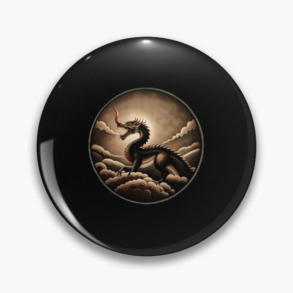 Artikelvorschau, Drache über den Wolken - Retro-Vintage-Logo entworfen und verkauft von Asian-Art.