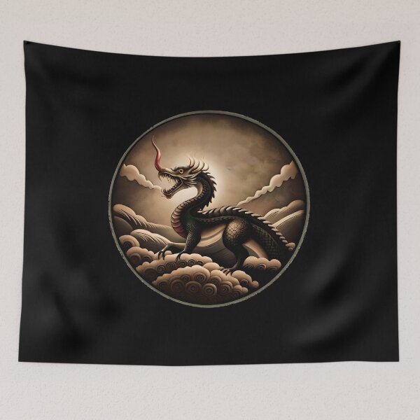 Item preview, Dragon above the Clouds - Retro Vintage logo designed and sold by Asian-Art.