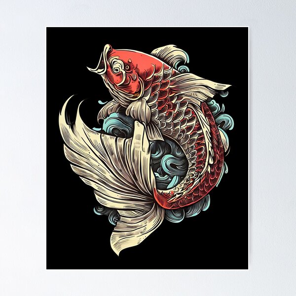 Item preview, Japanese Koi - Retro Vintage logo designed and sold by Asian-Art.
