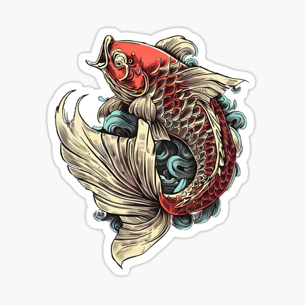 Koi Fish and Waves Sticker — China Jones