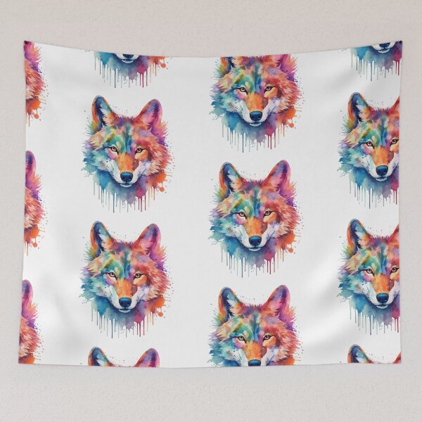 Item preview, Rainbow Watercolor Wolf designed and sold by CraftingImpulse.