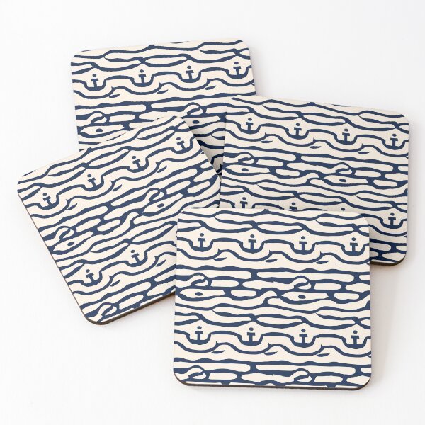 Item preview, Anchor and Waves in Navy Blue and White designed and sold by SamJanner.