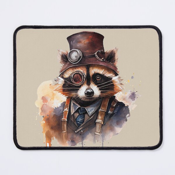 Item preview, Watercolor Steampunk Raccoon Portrait designed and sold by Sturdust.