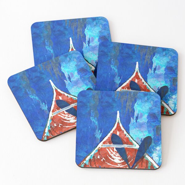 Item preview, Colorful Red and Blue Canoe Art designed and sold by Sharon Cummings Art.
