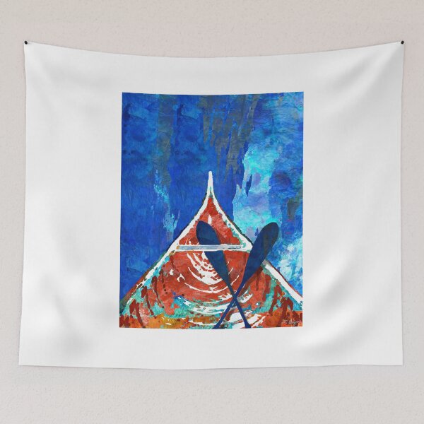 Item preview, Colorful Red and Blue Canoe Art designed and sold by Sharon Cummings Art.