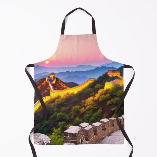 Item preview, Great Wall of China inspired Digital Artwok Panorama over Sunlit Mountains designed and sold by SunnyMcKenzie.