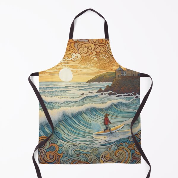 Item preview, Lone Surfer At Fistral Beach Folk Art designed and sold by EpicFoxArt.