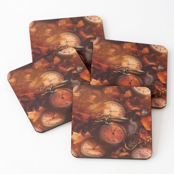 Item preview, "Reflections on Autumn, var. 4: Steampunk-inspired Timepiece Among Fall Leaves " designed and sold by stateofhuman.