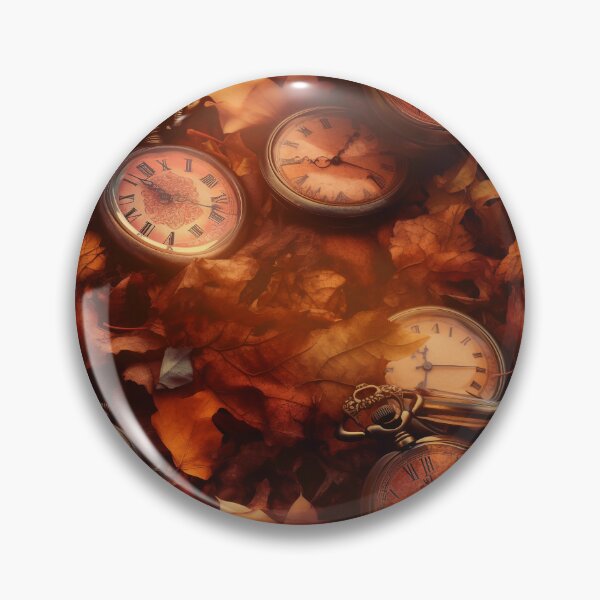 Item preview, "Reflections on Autumn, var. 4: Steampunk-inspired Timepiece Among Fall Leaves " designed and sold by stateofhuman.