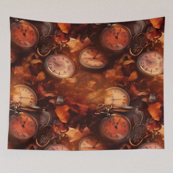 Item preview, "Reflections on Autumn, var. 4: Steampunk-inspired Timepiece Among Fall Leaves " designed and sold by stateofhuman.