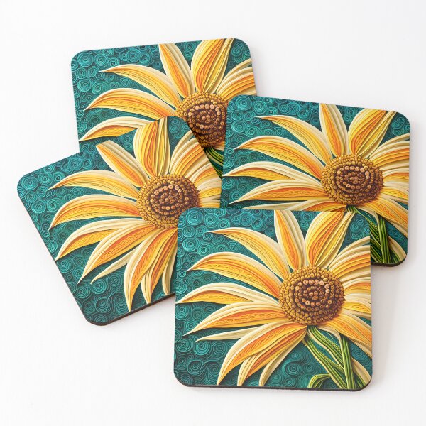 Item preview, Sunflower image with quilled paper effect designed and sold by hadleysheart.