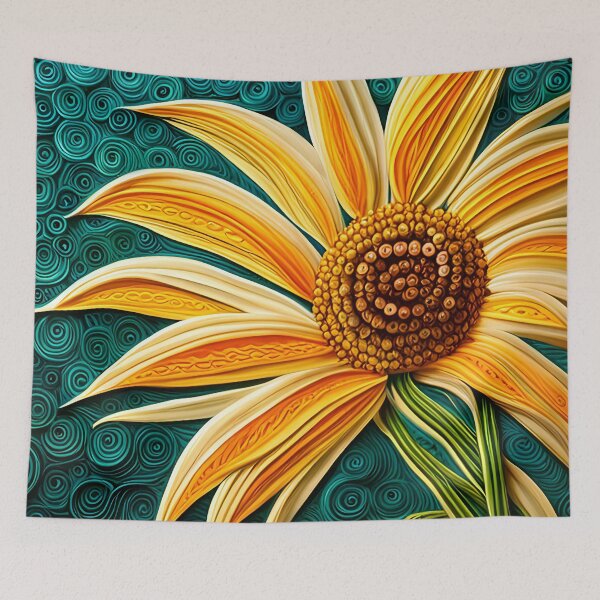 Item preview, Sunflower image with quilled paper effect designed and sold by hadleysheart.