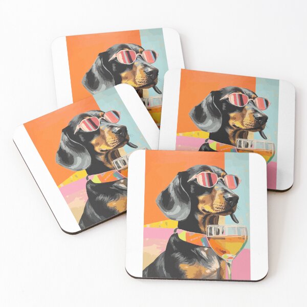 Item preview, Dachshund wearing sunglasses - Cool cocktail dog designed and sold by Straya75.