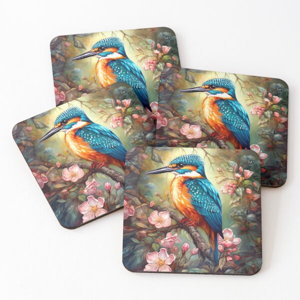 Aperçu de l'œuvre Oiseau Martin-pêcheur coloré aquarelle créée et vendue par MasartDesigns.