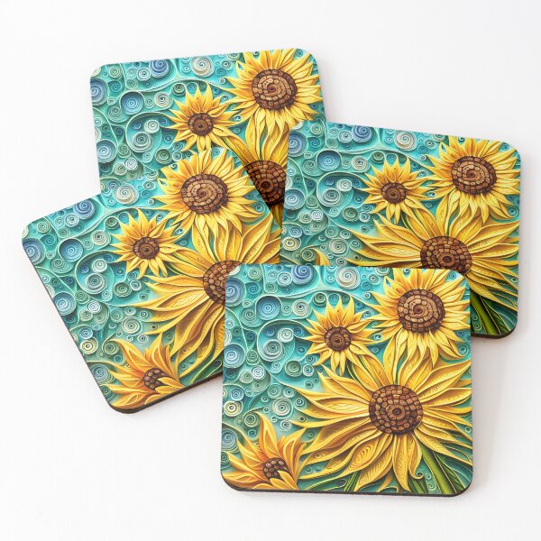 Item preview, Sunflower image with quilled paper effect designed and sold by hadleysheart.