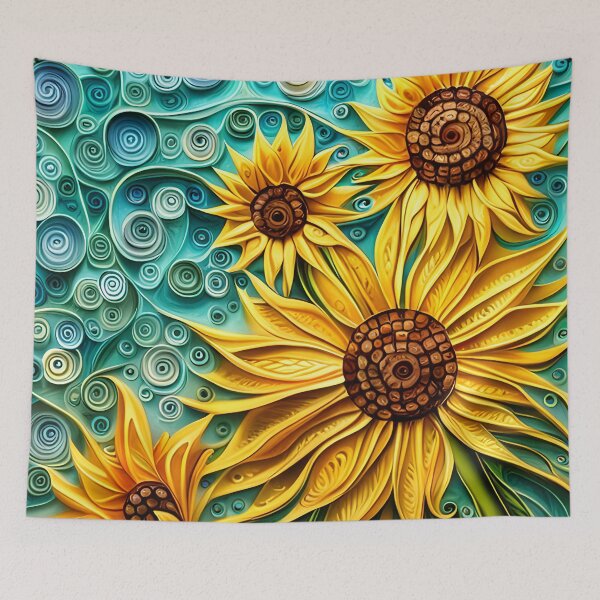 Item preview, Sunflower image with quilled paper effect designed and sold by hadleysheart.