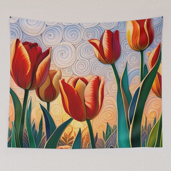 Item preview, Tulips background with quilled paper effect designed and sold by hadleysheart.