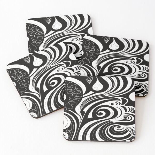 Item preview, Monochrome Magic: Black and White Swirling Geometric Pattern Collection One designed and sold by delohill.