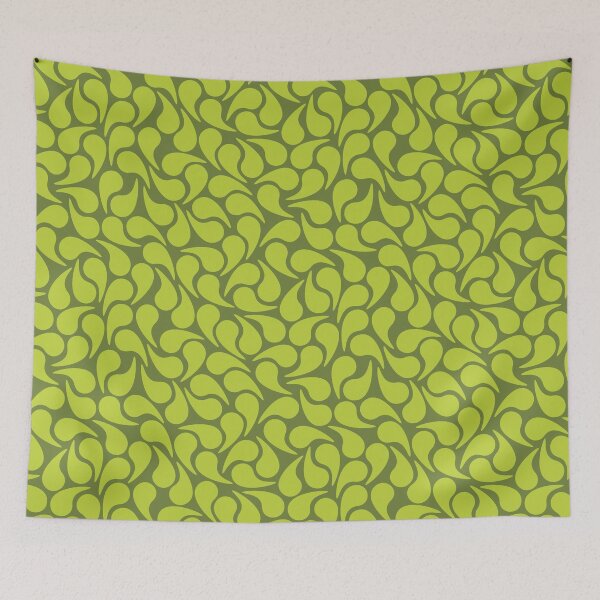 Item preview, Chartreuse Yellow on Olive Green Groovy Abstract Graphic Geometric Paisley Shape designed and sold by victoriabdesign.