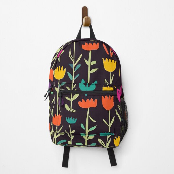 Item preview, Retro Multicolour Tulips Against a Black Background designed and sold by SamJanner.