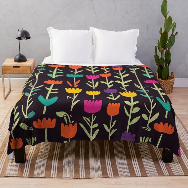 Item preview, Retro Multicolour Tulips Against a Black Background designed and sold by SamJanner.