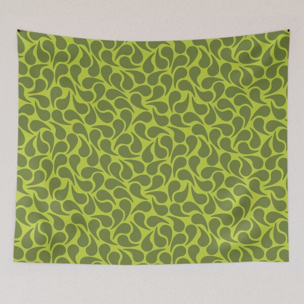 Item preview, Olive Green on Chartreuse Yellow Groovy Abstract Graphic Geometric Paisley Shape designed and sold by victoriabdesign.