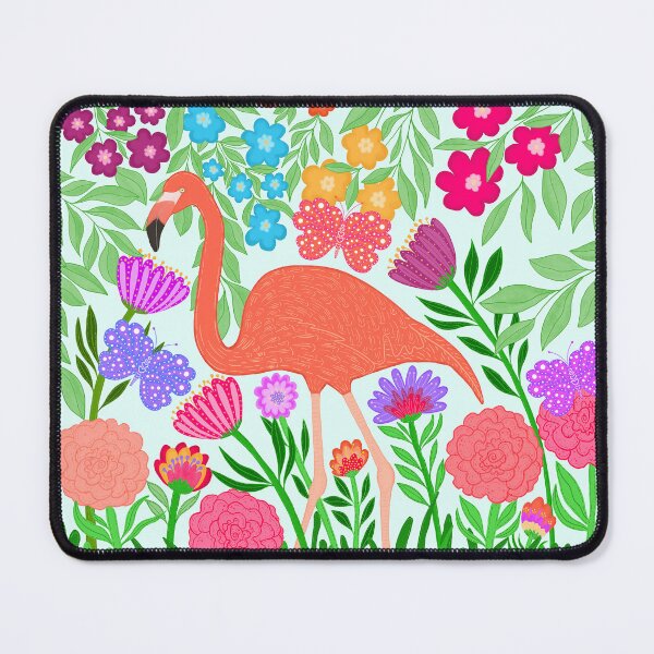 Artikel-Vorschau von Bezauberndes Flamingo-Schmetterlings- und Blumendesign, designt und verkauft von Rosemarie Guieb Designs.