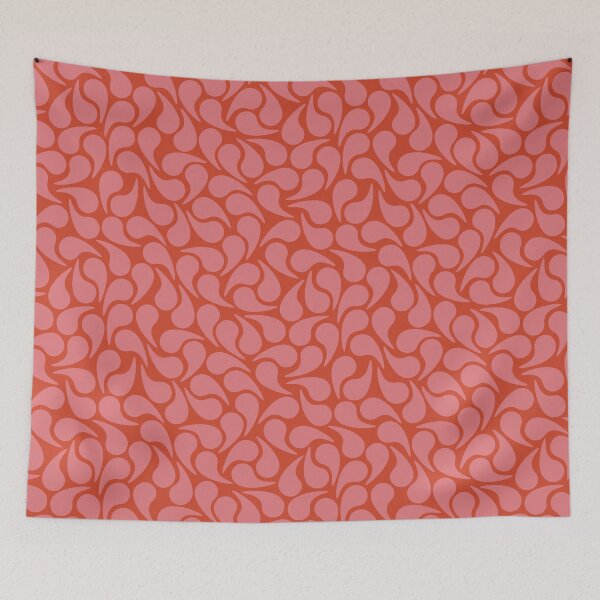 Item preview, Pink Salmon on Orange Groovy Abstract Graphic Geometric Paisley Shape designed and sold by victoriabdesign.
