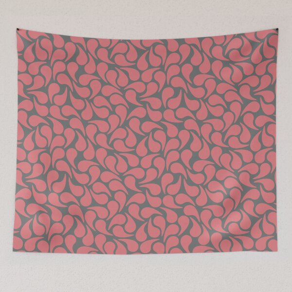 Item preview, Pink Salmon on Dark Gray Groovy Abstract Graphic Geometric Paisley Shape designed and sold by victoriabdesign.