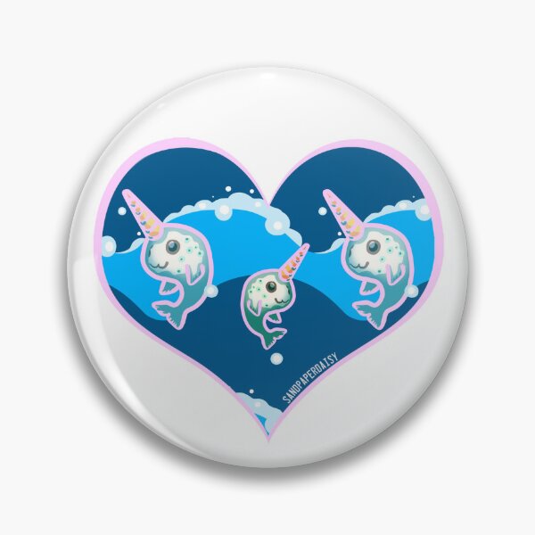 Item preview, Narwhal heart unicorn pretty cute pink and blue ocean whale waves fish beachcore anime designed and sold by sandpaperdaisy.