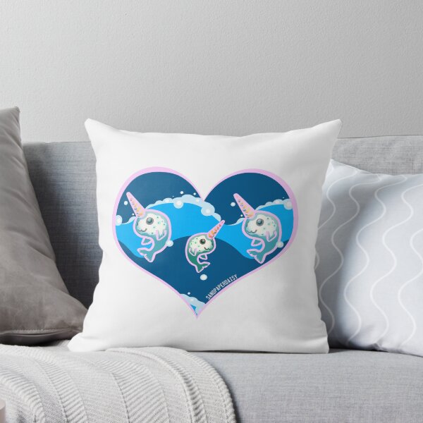 Item preview, Narwhal heart unicorn pretty cute pink and blue ocean whale waves fish beachcore anime designed and sold by sandpaperdaisy.