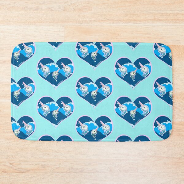 Item preview, Narwhal heart unicorn pretty cute pink and blue ocean whale waves fish beachcore anime designed and sold by sandpaperdaisy.
